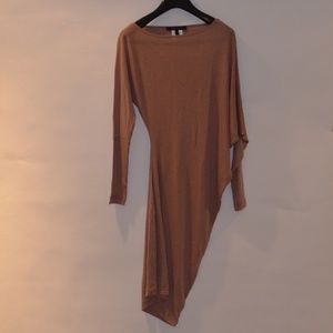 Beige Shimmer Asymmetrical Dress